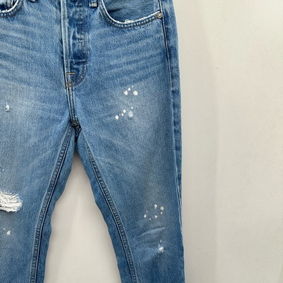 ANTHROPOLOGY NOEND SLIM NEWPORT Straight distressed med wash crop high jeans. 25 - Picture 4 of 13